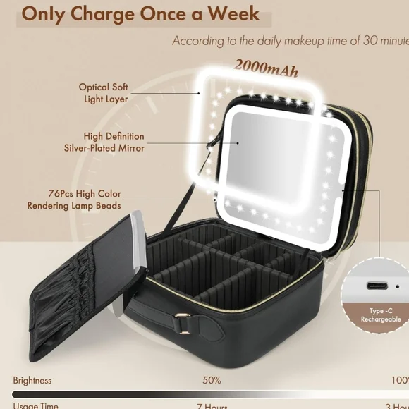 Elegant Black Travel Makeup Bag - Picture 2 of 7